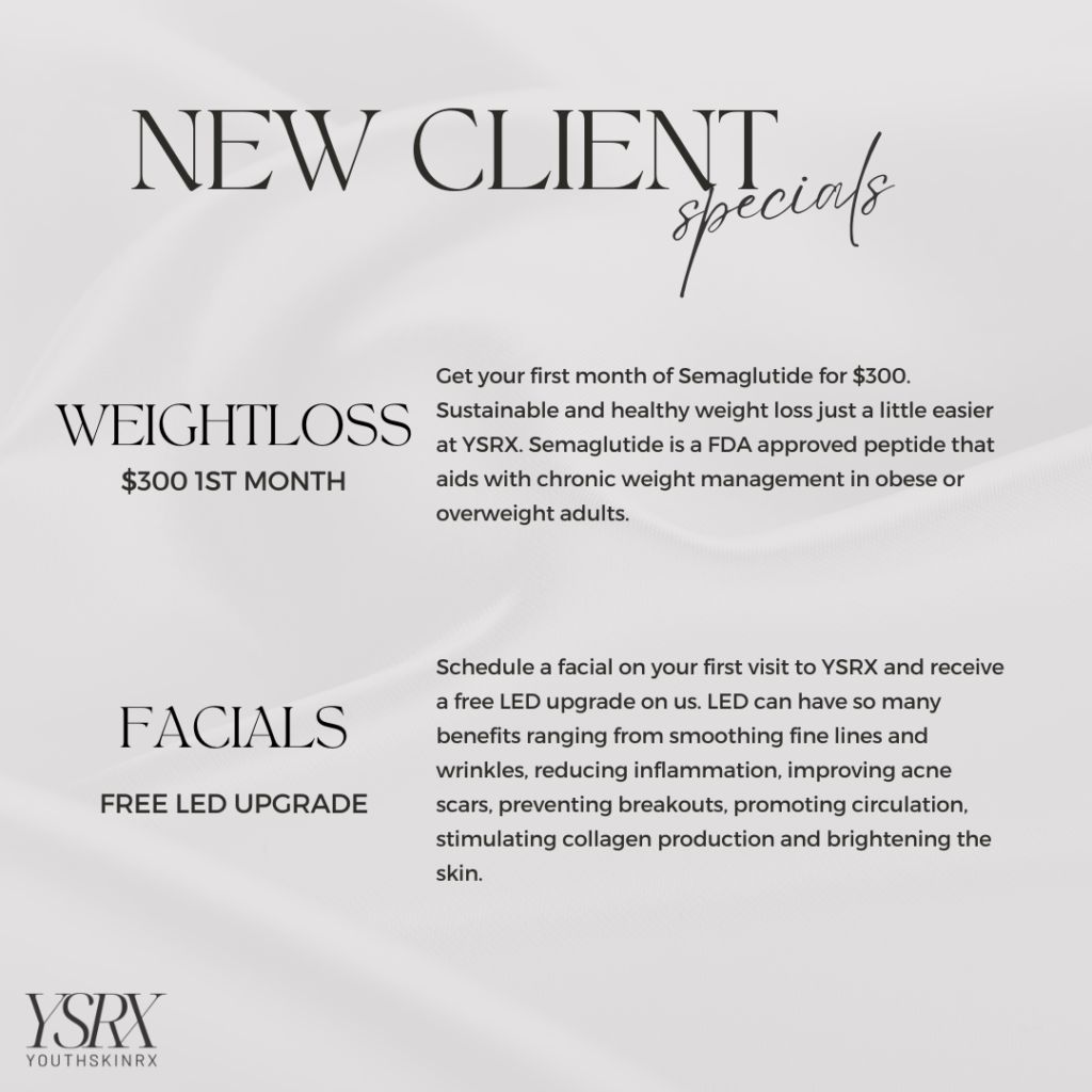 New Client Specials at Youth Skin Rx, featuring exclusive offers tailored for first-time customers seeking premium skincare treatments.
